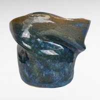 Handmade Blue Pottery Vase, Asymmetrical Ceramic Vase, Studio Pottery, Art Vase, Home Decor, Signed Pottery
