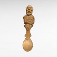1999 Koctpoma Hand Carved Wooden Spoon, Russian Folk Art, Musician Spoon, Accordion Player, Collectible Spoon, Kitchen Decor