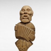 1999 Koctpoma Hand Carved Wooden Spoon, Russian Folk Art, Musician Spoon, Accordion Player, Collectible Spoon, Kitchen Decor