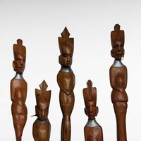 Hand Carved Tribal Wooden Utensils, African Art, Decorative Utensils, Wall Decor, Set of 6