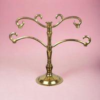 Vintage Brass Tone Candle Holder, Unique Candle Holder, Taper Candle Holder, Centerpiece