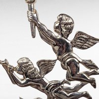 Godinger Silver Plate Candlestick, Cherub Candle Holder, Angel Candle Holder, Vintage Home Decor