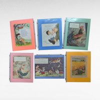 Vintage Nursery Rhyme Wall Decor, Set of 6 Double-Sided Pages, Children's Room Art, Play with Me, Mother Goose, Hey Diddle Diddle