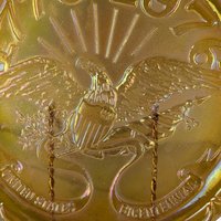 Vintage Indiana Glass Carnival Plate, US Centennial, American Eagle, Iridescent Glass, Collectible Plate, Patriotic Decor