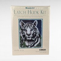 Vintage WonderArt Latch Hook Kit, Snow Tiger, Sealed, Caron International, Craft Kit, Rug Making,  DIY Project, Tiger Decor