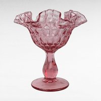 Vintage Fenton Cranberry Thumbprint Ruffled Candy Dish, Glass Compote, Pedestal Dish, Collectible Glassware, Home Decor, Centerpiece