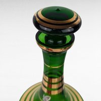 Vintage Borske Sklo Green and Gold Decanter, Bohemian Glass, Czech Glass, Liquor Decanter,  Barware, Mid-Century Modern, Home Decor