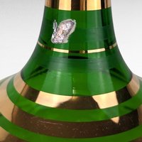 Vintage Borske Sklo Green and Gold Decanter, Bohemian Glass, Czech Glass, Liquor Decanter,  Barware, Mid-Century Modern, Home Decor