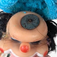 Vintage Handmade Wood Block Clown Doll, Plaid and Pink Outfit, Collectible Toy, Unique Gift