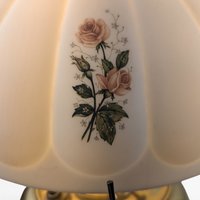 Antique Brass Hurricane Lamp, 21" Electric Lamp, Converted Oil Lamp, Vintage Home Decor, Victorian Lighting, Floral Shade