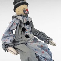 Vintage Handmade Clown Shelf Sitter, Whimsical Clown Doll, Fabric Clown, Collectible Clown, Unique Decor