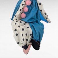 Vintage Handmade Clown Shelf Sitter, Polka Dot Clown Doll, Whimsical Decor, Collectible Clown, Unique Gift