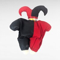 Vintage Jester Doll, Small Clown Doll with Flower, Whimsical Doll, Collectible Doll, Unique Gift