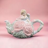 Vintage Avon Cherub Teapot | Porcelain Rose Teapot | Angel Teapot | Collectible Teapot