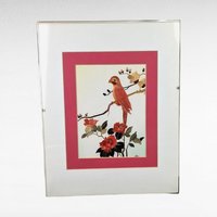 Vintage Bamboo Art Bird Wall Hanging | Asian Inspired Decor | Framed Bird and Flower Art