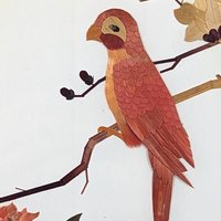 Vintage Bamboo Art Bird Wall Hanging | Asian Inspired Decor | Framed Bird and Flower Art