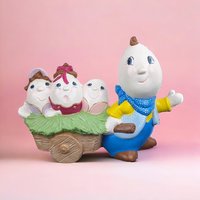 Vintage Hand Painted Egg Family Figurine | Ceramic Egg People | Whimsical Decor | Collectible Figurine