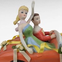 1994 Enesco Barbie and Ken Senior Prom Music Box | Plays "Notre Dame Victory March" | Ceramic Barbie Figurine | Vintage
