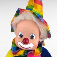 Vintage Rainbow Clown Doll | Sitting Clown | Sleepy Eyes Doll | Collectible Doll | Whimsical Decor