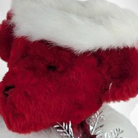 1993 Johnson Creations Red Teddy Bear | Christmas Bear | White Faux Fur Hat and Scarf | Plush Bear | Collectible