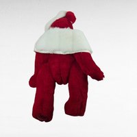 1993 Johnson Creations Red Teddy Bear | Christmas Bear | White Faux Fur Hat and Scarf | Plush Bear | Collectible