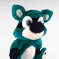 Vintage Nanco Bandit Green Raccoon Plush - Stuffed Animal -  Collectible Plush -  Retro Toy -  Green Raccoon Toy