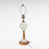 Vintage Milk Glass & Wood Lamp - Hobnail Milk Glass Lamp - Mid-Century Modern Lighting -  Table Lamp - Bedroom Decor