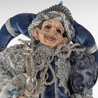 Vintage Santa's Elf Jester Figure in Blue | Whimsical Christmas Decor | Holiday Elf Figurine | Collectible Elf