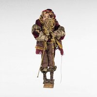 Vintage Santa's Elf Jester Figure in Maroon | Whimsical Christmas Decor | Holiday Elf Figurine with Staff | Unique Christmas Elf