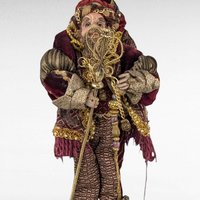 Vintage Santa's Elf Jester Figure in Maroon | Whimsical Christmas Decor | Holiday Elf Figurine with Staff | Unique Christmas Elf