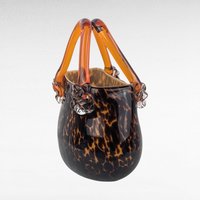 Vintage Art Glass Purse Figurine | Brown and Amber Glass Sculpture | Unique Home Decor | Fall Colors