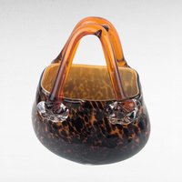 Vintage Art Glass Purse Figurine | Brown and Amber Glass Sculpture | Unique Home Decor | Fall Colors