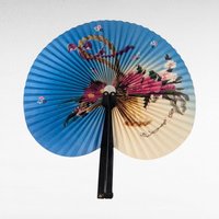 Vintage Pair of Cherry Blossom Folding Fans | Metal and Paper Hand Fans | Asian-Inspired Decor | Decorative Folding Fans