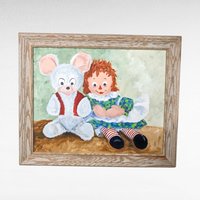 1973 Raggedy Ann Painting on Canvas Board by Harriet Ellis. 