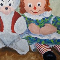 1973 Vintage Raggedy Ann Painting | Framed Artwork | Mouse | Harriet Ellis | Collectible