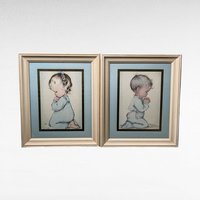 Framed Nursery Prints of Children Praying by Charlot Byj.