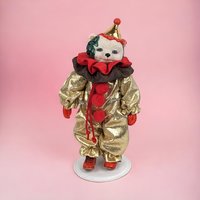 Vintage White Bear Clown Figurine | Collectible Clown | Vintage Toy | Decorative Clown | 6.5 Inches