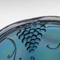 Vintage Indiana Glass Harvest Grape Carnival Glass Lidded Candy Dish, Iridescent Blue Glass,  Collectible Glassware