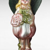 Vintage Midwest Blown Glass Rose Fairy Ornament, Flower Fairy, Figural Glass Ornament, Christmas Decoration, Gift for Collector