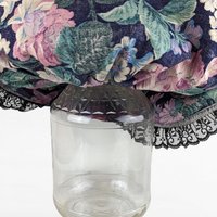 Vintage Handmade Fabric Pig Covered Nonfunctioning Glass Jar, Folk Art, Whimsical Decor, Unique Home Decor