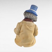 Vintage UCAGCO Ceramic Clown Figurine, Sitting Clown with Blue Hat, Made in Japan