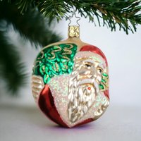 Vintage Blown Glass Christmas Ornament, Old World Santa Claus, Hand-Painted