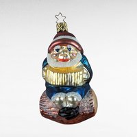 Vintage Merck Family Gnome Christmas Ornament - Glass Gnome on a Log - German Blown Glass