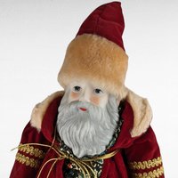 Vintage Roman 18" Santa Claus Figure with Toy Sack - Ceramic & Plush - Christmas Decor - Collectible Santa