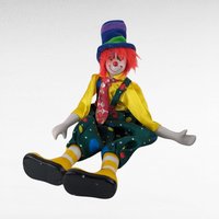 Vintage Ganz Circus Clown Shelf Sitter Doll Pair - Ceramic Hands, Feet, Head - Collectible