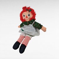 Vintage Raggedy Ann Doll, 18" Candy Cane Dress, Collectible Classic Doll, Red Yarn Hair
