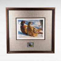 1987 Minnesota Pheasant Habitat Stamp Print, Framed & Signed Brian Jarvi, Limited Edition #1835/3500