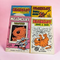 Vintage Heathcliff Book Set, 4 Children's Comic Books, 1980s Kids' Literature, Collectible Paperbacks, Gift for Cat Lovers