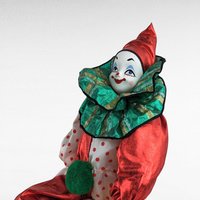 Vintage Smiling Clown Doll | Red & Green | 18" Tall | Collectible