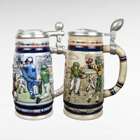 Vintage Avon Sports Steins, 1980s Collectible Beer Mugs, Football and Baseball, Man Cave Decor, Father's Day Gift
